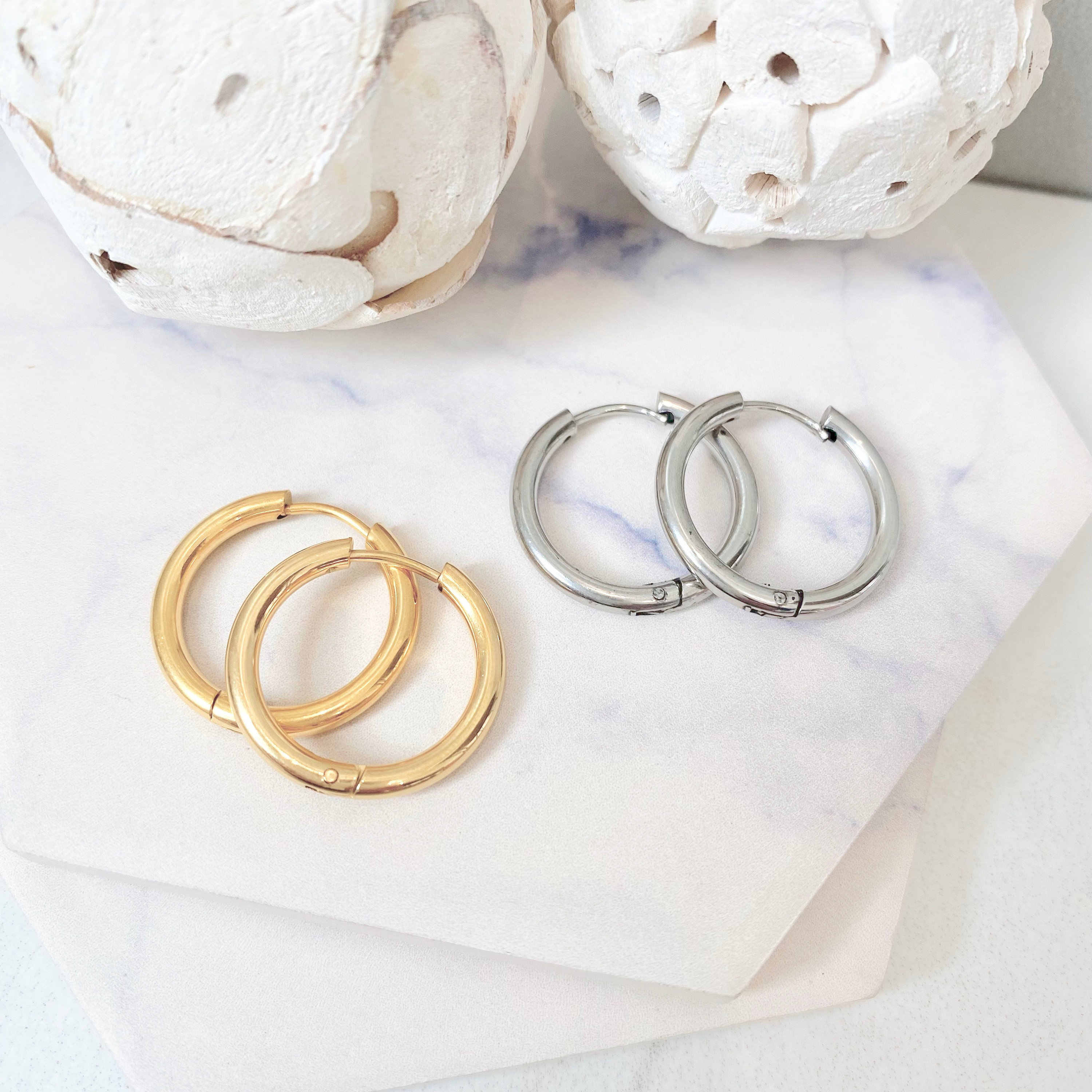 Classic Stainless Steel Hoop Earrings Hyoallergenic Hoop Etsy