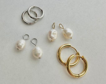 Freshwater Pearl Hoop Earring Charms, Set of 2 Charms