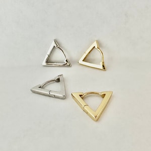 Triangle Huggie Hoop Earrings, Sterling Silver