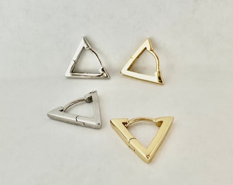 Triangle Huggie Hoop Earrings, Sterling Silver