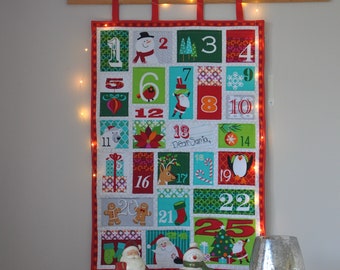 Modern Christmas advent calendar with LARGE different sized pockets. Reusable, made from panel. RTS