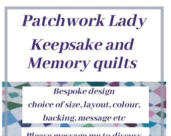 Bespoke Memory quilt keepsake blanket made from your precious clothing and fabrics.