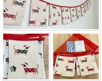 Dachshund Christmas bunting. Sausage dog daxie puppy modern Christmas décor