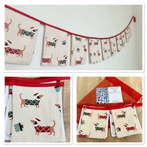 Dachshund Christmas bunting. Sausage dog daxie puppy modern Christmas décor image 1