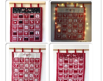 Reusable Scandi fabric advent calendar with 25 pockets for sweets and treats. Adults children. Random or consecutive order.