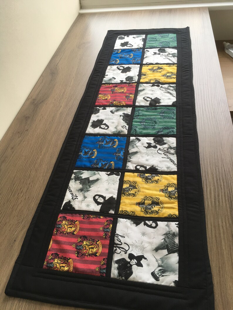 Harry Potter Single Bed Runner With Chracter And Houses Potter Fan Bedroom Decor Black Detail Gryffindor Dumbledor Snape