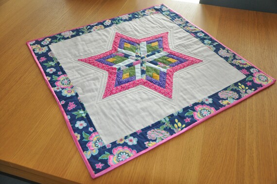 Patchwork Square Quilted Table Topper Mat With Star. | Etsy