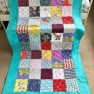 Bespoke Memory quilt keepsake blanket. Made from baby clothes.
