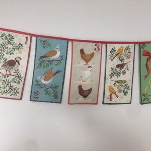 Fabric 12 days of Christmas bunting with additional wall hanging or table runner. image 6