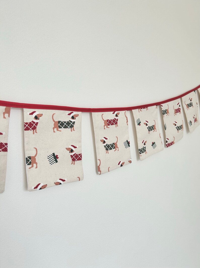 Dachshund Christmas bunting. Sausage dog daxie puppy modern Christmas décor image 5