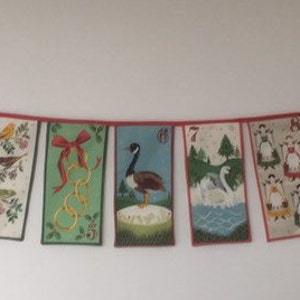 Fabric 12 days of Christmas bunting with additional wall hanging or table runner. image 8