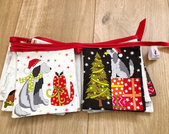 Dog Christmas Fabric square bunting decorations