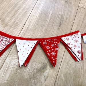 Scandi Mini Christmas fabric bunting on satin header tape.