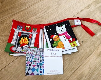 Cat Christmas Fabric square bunting decorations