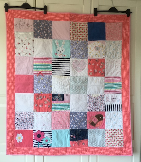 Bespoke Memory Quilt Keepsake Blanket. Made From Baby Clothes