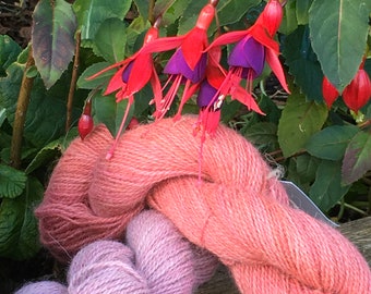 4ply Alpaca yarn natural pink, hand dyed using cochineal