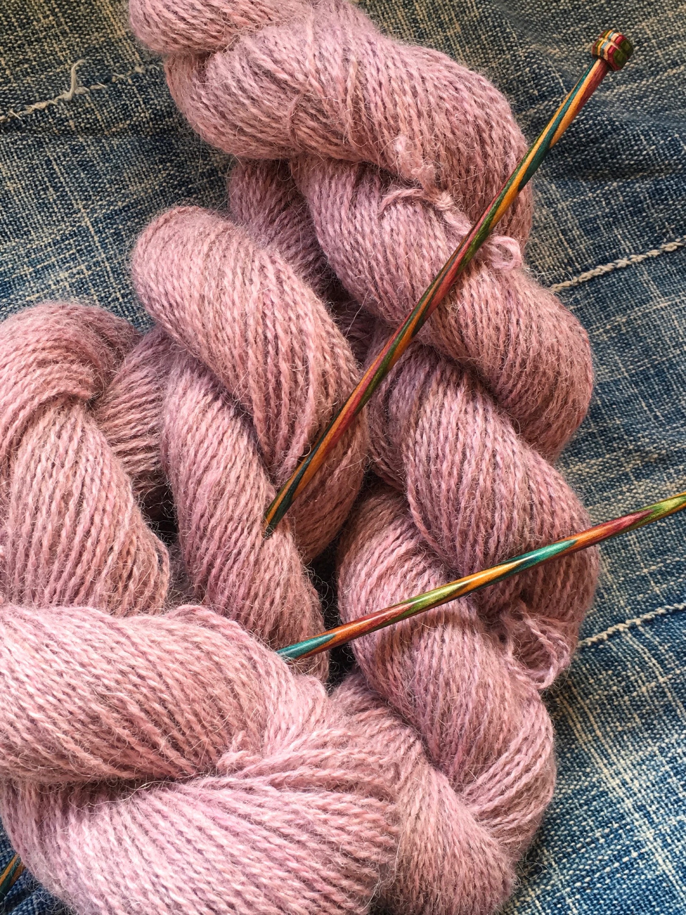 4ply Alpaca yarn natural pink, hand dyed using cochineal