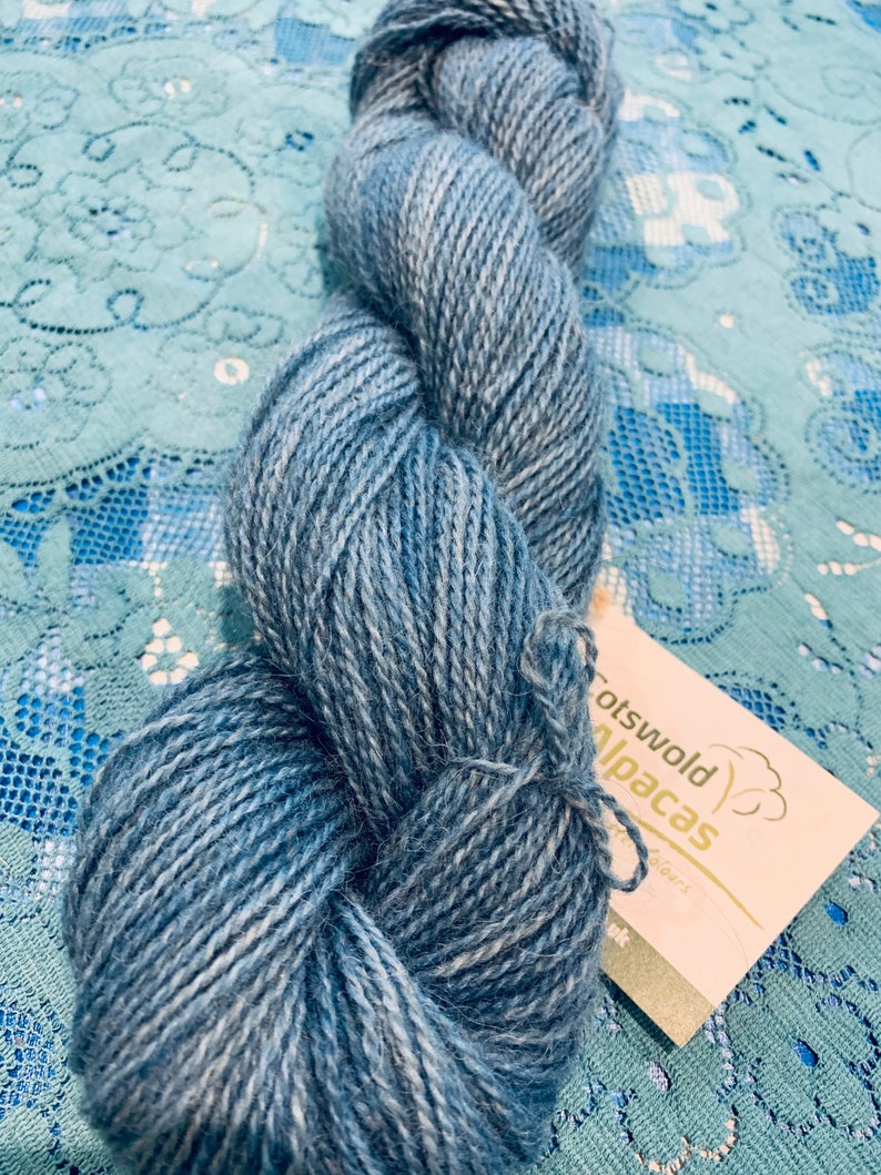 4ply blue Indigo dyed alpaca yarn image 1