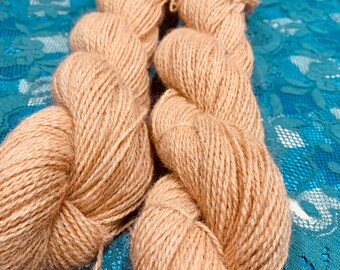 4ply pale peach hand dyed alpaca yarn