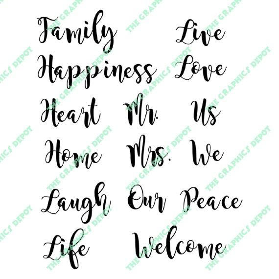 Download Common Words Fancy Font Cut File Svg File Dxf File Eps Etsy