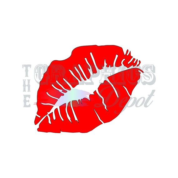 Vinyl Silhouette Sticker Pdf Png Dxf Eps Stencil Red Lips Svg Decal Lips Bite Svg Vector Cut file for Cricut Pin