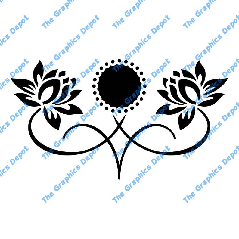 Download Lotus Flower Monogram Frame Instant Download svg dxf | Etsy