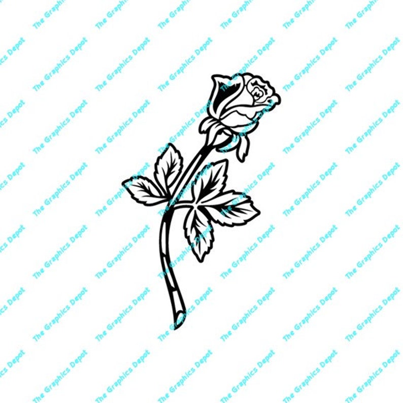 Digital Download Rose Long Stem Rose DXF PDF SVG Files - Etsy