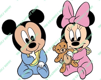 mickey mouse and minnie mouse baby drawings