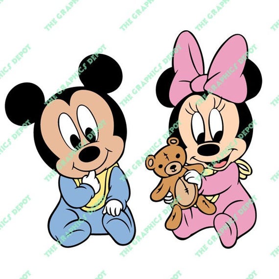 Baby Mickey Mouse Baby Minnie Mouse Svg Dxf Png Eps Files Etsy
