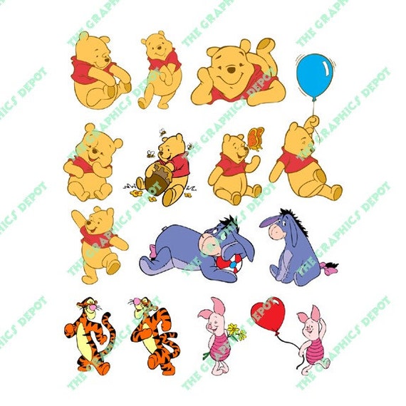 Download Winnie The Pooh Character Set Svg File Dxf File Eps File Etsy