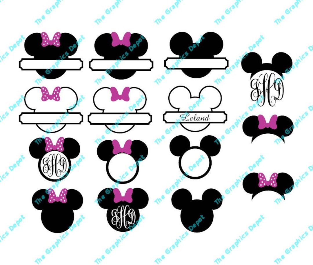 Mickey Mouse Minnie Mouse Ears Monogram Frames Svg Dxf Eps - Etsy.de
