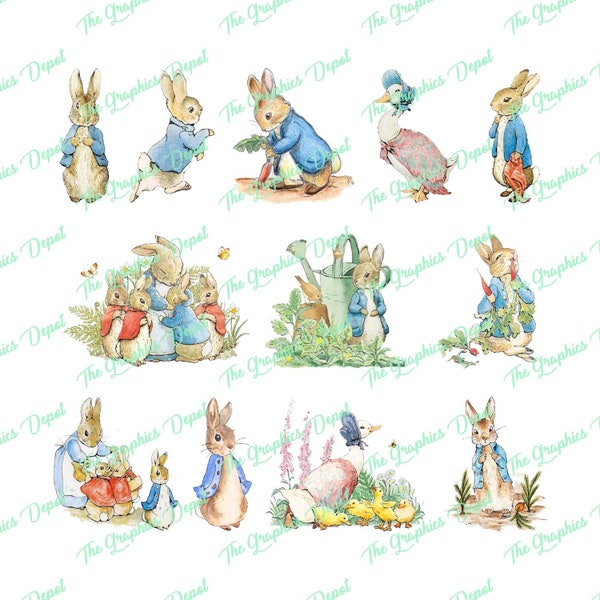 Peter Rabbit - 12 fichiers PNG (lot n ° 1) - Clipart - clipart - Instant Download - Cricut Explorer - Silhouette Cameo