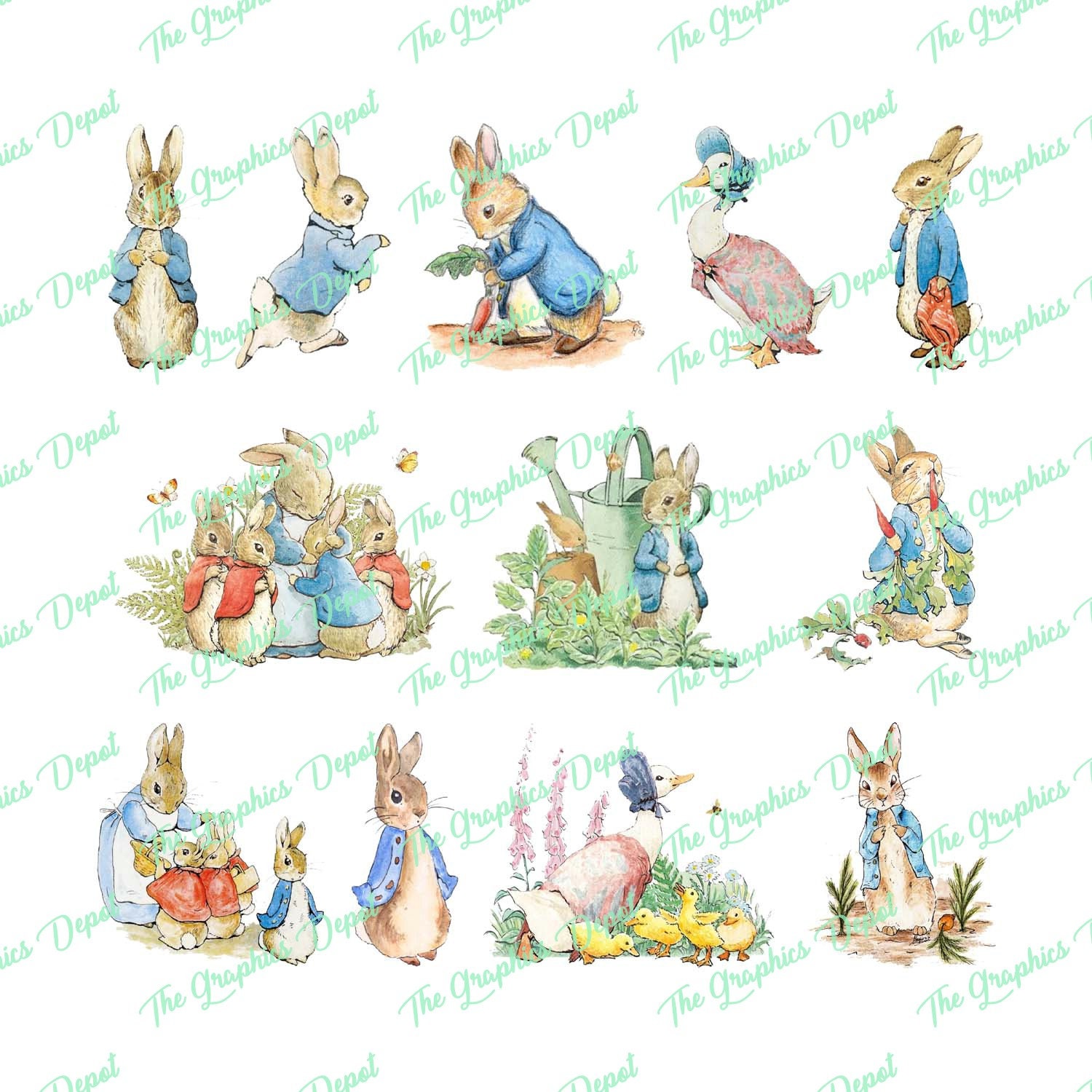 Peter Rabbit 12 PNG Files set 1 Clipart Clip Art - Etsy UK