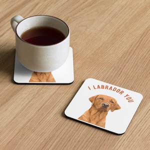 Fox Red Labrador Cork-backed coaster - Perfect for any Labrador Lover