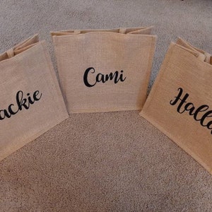 Personalized Tote Bag Custom Tote Bag Baby Deer Tote Burlap Tote Baby Deer Bag Tote Bag Bridesmaid Gift Jute Tote Bag image 9