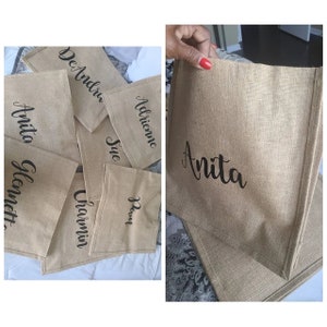 Bridesmaid Bags Personalized,Bridesmaid Burlap Bag,Burlap bag With Name Scarf,Monogram Beach Tote Bag,Jute bag,Bachelorette,Bridesmaid Gifts