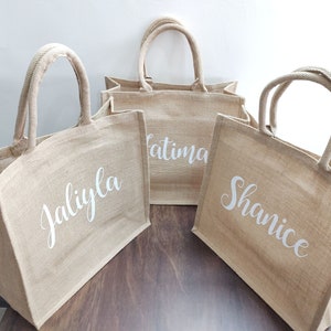 Personalized Tote Bag Custom Tote Bag Baby Deer Tote Burlap Tote Baby Deer Bag Tote Bag Bridesmaid Gift Jute Tote Bag image 2