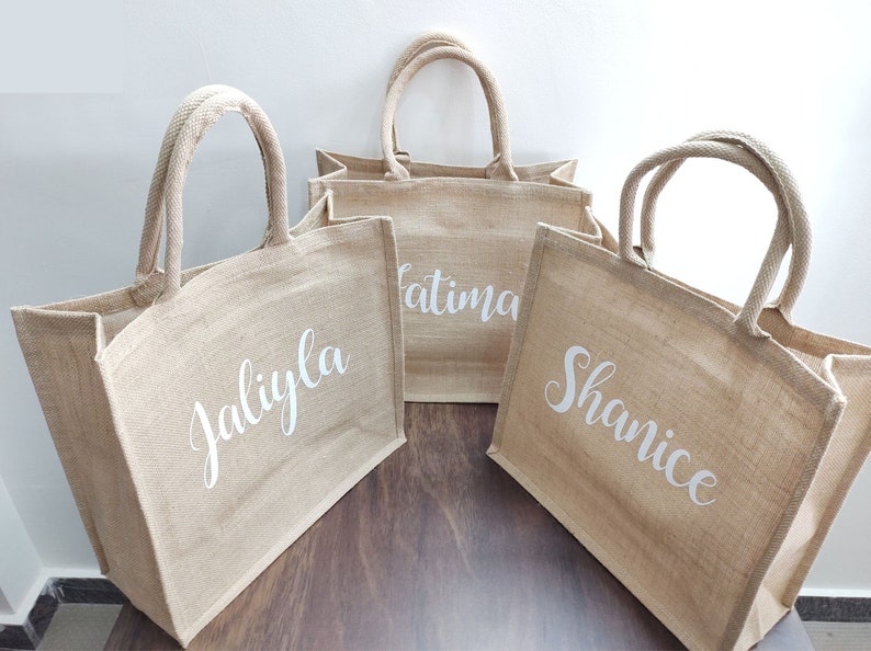 Personalized Tote Bag Custom Tote Bag Baby Deer Tote Burlap Tote Baby Deer Bag Tote Bag Bridesmaid Gift Jute Tote Bag image 2