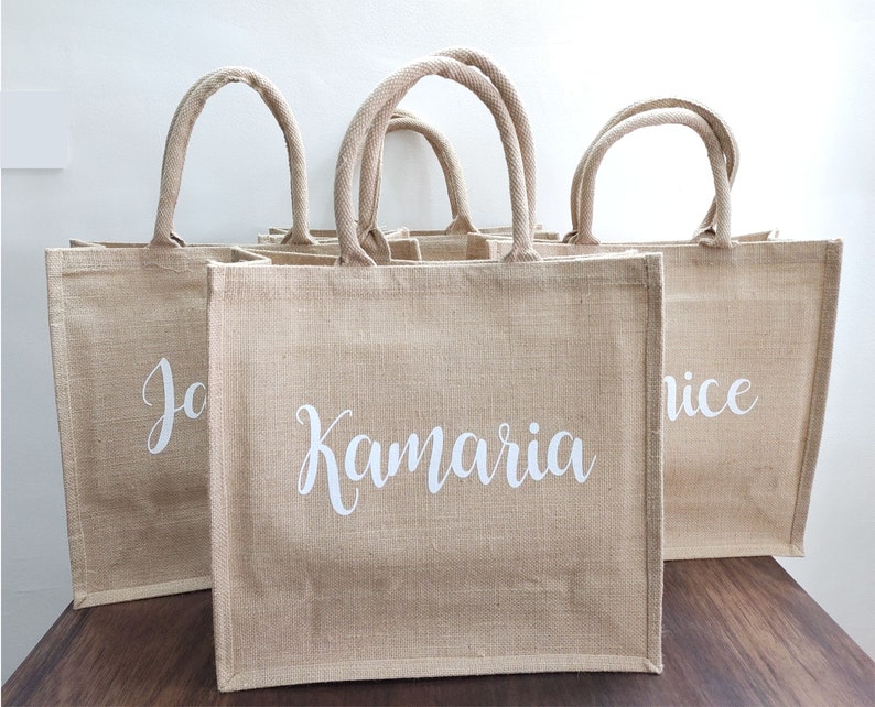 Personalized Burlap Bridesmaid Beach Bag Burlap Tote Gift Etsy