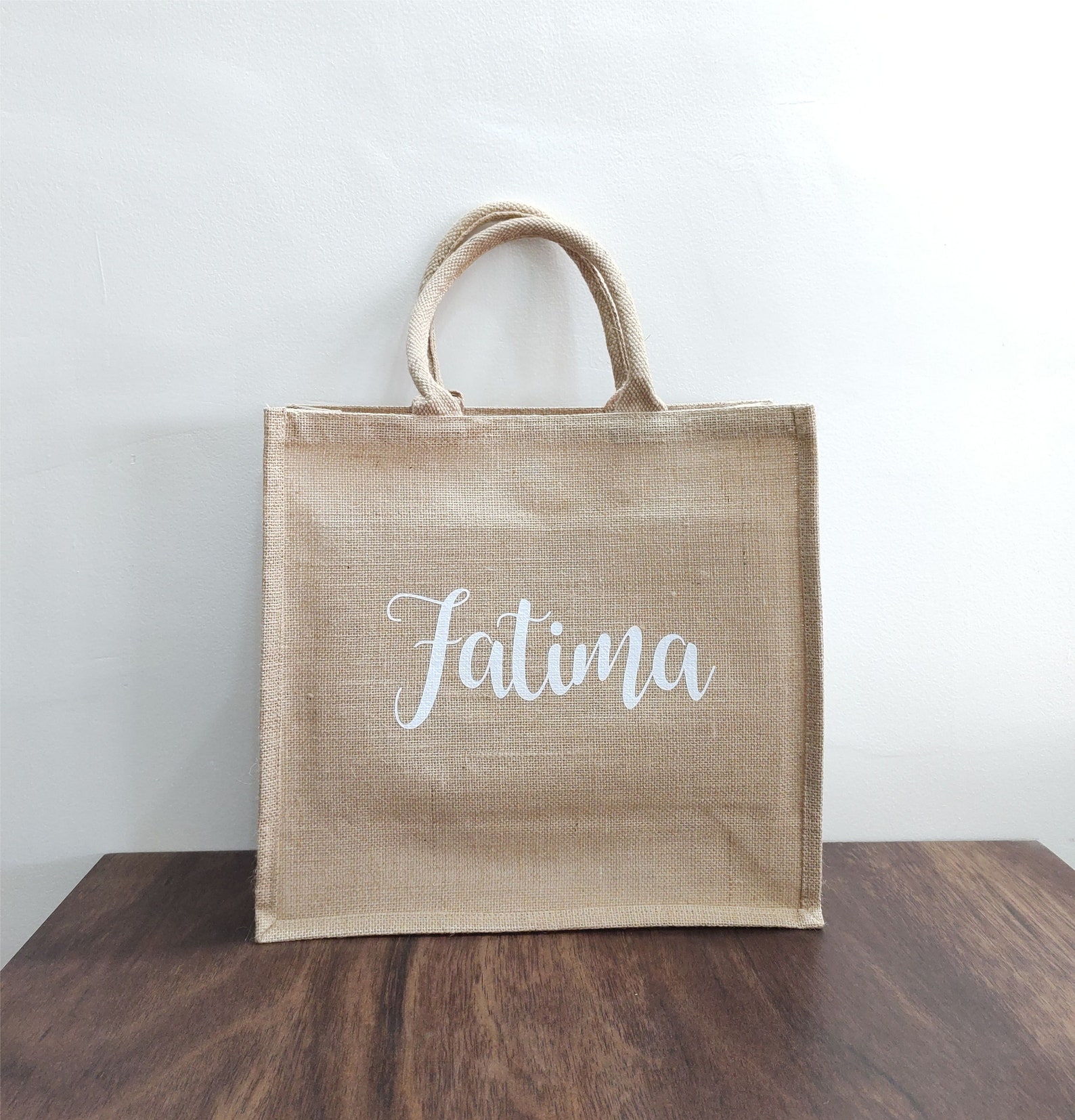Personalised Jute Bag Personalized Jute Tote With Name Etsy