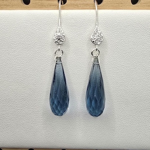 Kyanite Drop Earrings: .925 Sterling Silver, Winter Sky Blue