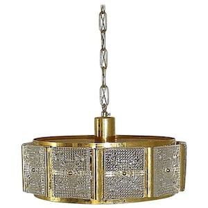 Carl Fagerlund for Orrefors Glass, Brass Chandelier