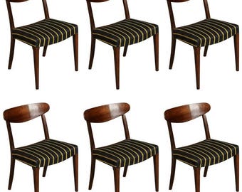 Set of Six Danish Curved Back Dining Chairs