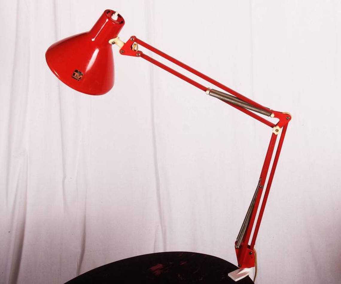 Red Desk, Table Lamp by Luxo Etsy