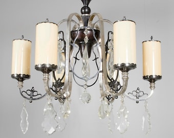 Art Deco Opaline Glass Chandelier