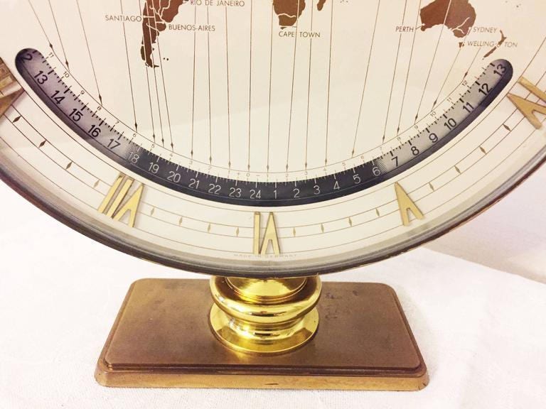 Big Kienzle Weltzeituhr Modernist Table World Timer Zone Clock