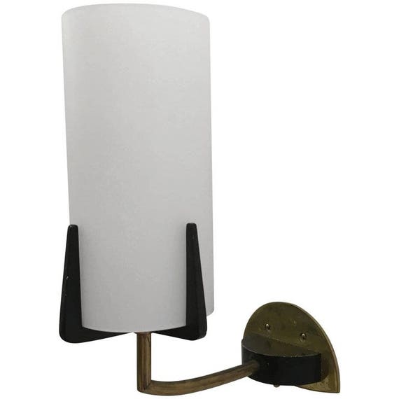 Brass Opaline Glass Sconce Wall Lamp By Rupert Nikoll