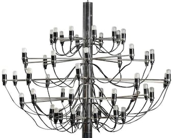 Large Mid-Century Gino Sarfatti "2097/50" Chrome Chandelier