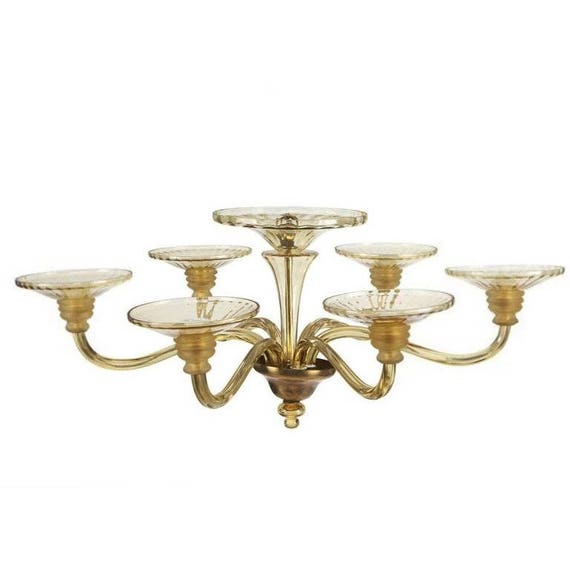 1 of 2 Large Murano Ice Glass and Brass Chandelier by Kalmar 1 of 2 Large Murano Ice Glass and Brass Chandelier by Kalmar
