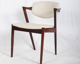 Rosewood and Leather Chair by Kai Kristiansen Model 42